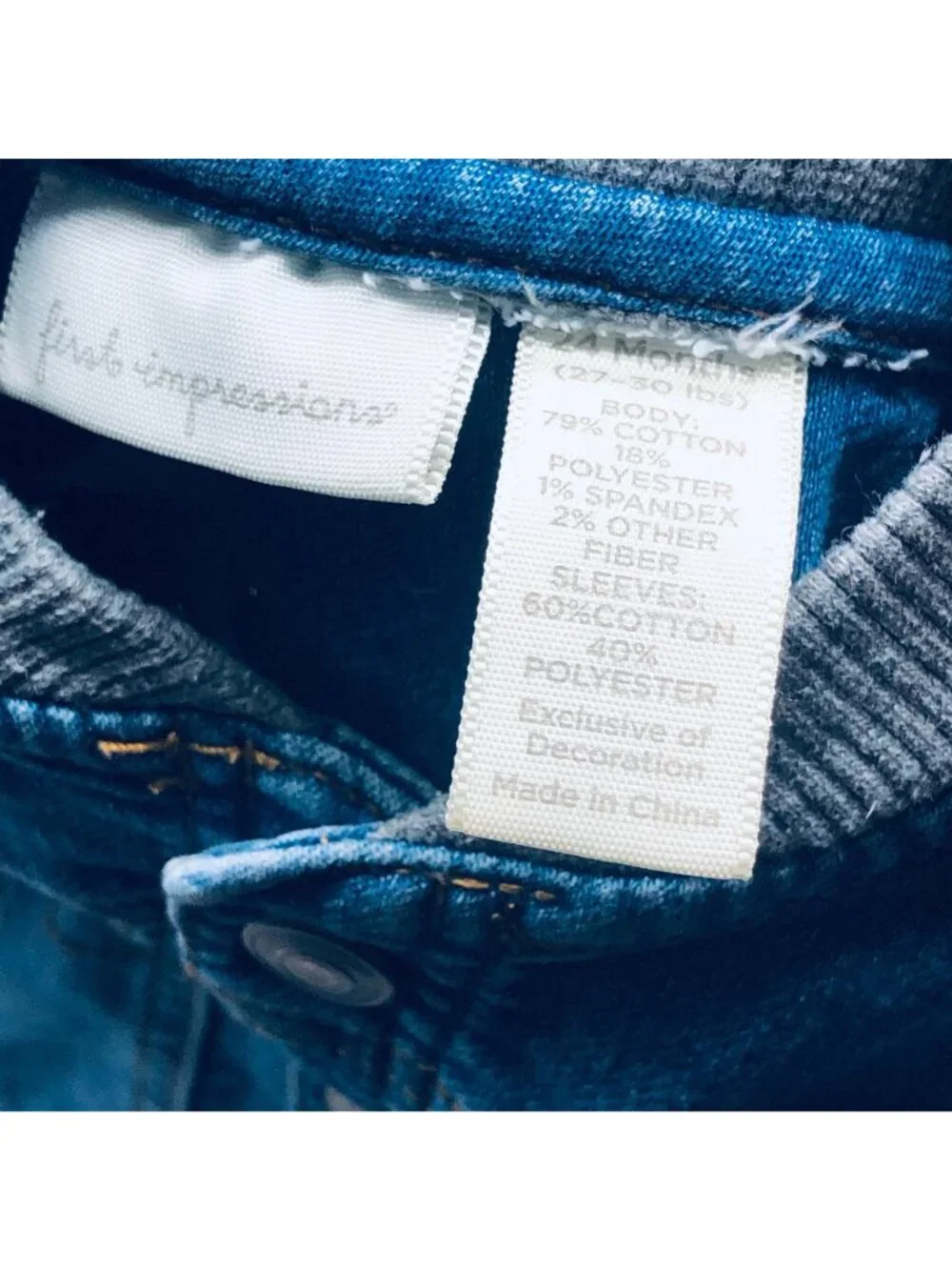 First Impressions jean jacket silver snap t-shirt sleeves 24 months READ